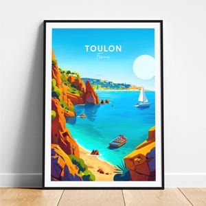 Toulon Reisedruck - Frankreich Reiseplakat, Toulon Plakat, Toulon Frankreich Plakat, personalisiertes Geschenk, Hochzeitsgeschenk, benutzerdefinierter Text