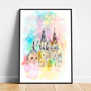 Krakow travel print - Poland travel poster, Krakow poster, Krakow Poland poster, Modern poster