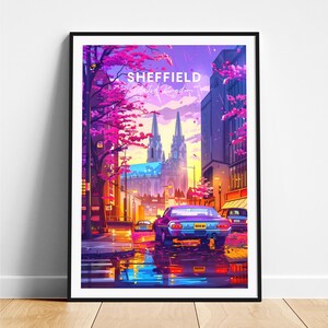 Sheffield travel print - United Kingdom travel poster, Sheffield poster, Sheffield UK poster, Personalized Gift, Wedding gift, Custom Text
