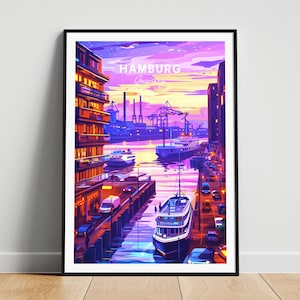 Hamburg travel print - Germany travel poster, Hamburg poster, Hamburg Germany poster, Personalized Gift, Wedding gift, Custom Text