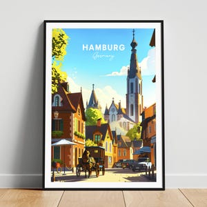 Hamburg travel print - Germany travel poster, Hamburg poster, Hamburg Germany poster, Personalized Gift, Wedding gift, Custom Text
