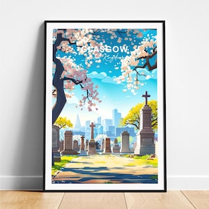 Glasgow travel print - United Kingdom travel poster, Glasgow poster, Glasgow UK poster, Personalized Gift, Wedding gift, Custom Text