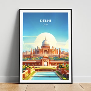 Delhi travel print - India wall art, Delhi poster, New Delhi poster, Personalized gift poster, Minimalist poster, Wedding gift