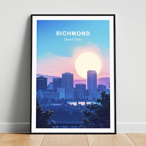 Richmond travel print - US wall art, Richmond poster, Virginia poster, Personalized Gift, Wedding gift, Custom Text