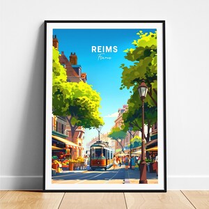 Reims travel print - France travel poster, Reims poster, Reims France poster, Personalized Gift, Wedding gift, Custom Text