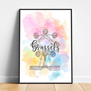 Brussels travel print - Belgium travel poster, Brussels poster, Brussels Belgium poster, Modern poster