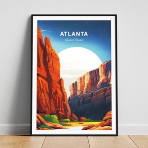 Atlanta travel print - United States wall art, Atlanta poster, Georgia poster, Personalized Gift, Wedding gift, Custom Text