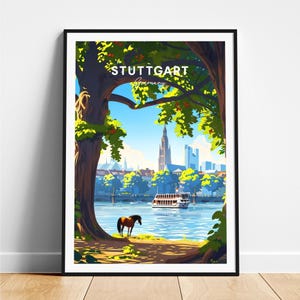 Stuttgart travel print - Germany travel poster, Stuttgart poster, Stuttgart Germany poster, Personalized Gift, Wedding gift, Custom Text