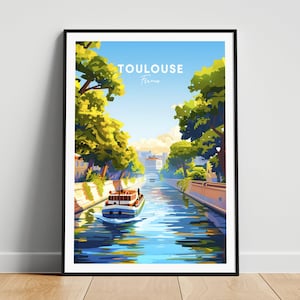 Impression de voyage Toulouse - affiche de voyage en France, affiche de Toulouse, affiche de Toulouse France, cadeau personnalisé, cadeau de mariage, texte personnalisé