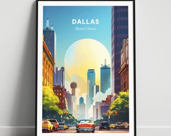 Dallas travel print - United States wall art, Dallas poster, Texas poster, Personalized Gift, Wedding gift, Custom Text