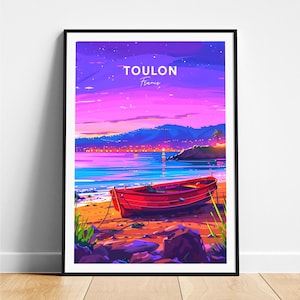 Toulon travel print - France travel poster, Toulon poster, Toulon France poster, Personalized Gift, Wedding gift, Custom Text
