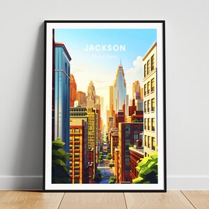 Jackson travel print - US travel poster, Jackson poster, Jackson Mississippi poster, Personalized Gift, Wedding gift, Custom Text