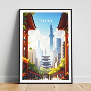 Impresión de viaje de Tokio - Arte de la pared de Japón, cartel de Tokio, impresión de Japón, cartel de regalo personalizado, cartel minimalista, regalo de boda