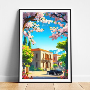 Rhodes travel print - Greece travel poster, Rhodes poster, Rhodes Greece poster, Personalized Gift, Wedding gift, Custom Text