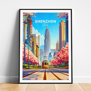 Shenzhen travel print - China travel poster, Shenzhen poster, Shenzhen China poster, Personalized Gift, Wedding gift, Custom Text