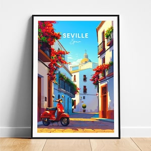 Impresión de viaje a Sevilla - Póster de viaje a España, Póster de Sevilla, Póster de Sevilla España, Regalo personalizado, Regalo de boda, Texto personalizado