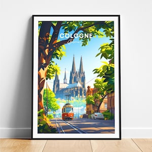 Cologne travel print - Germany travel poster, Cologne poster, Cologne Germany poster, Personalized Gift, Wedding gift, Custom Text