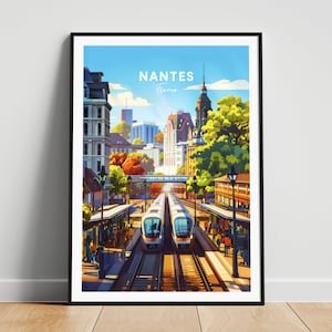 Nantes travel print - France travel poster, Nantes poster, Nantes France poster, Personalized Gift, Wedding gift, Custom Text