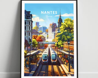 Nantes travel print - France travel poster, Nantes poster, Nantes France poster, Personalized Gift, Wedding gift, Custom Text