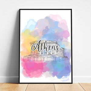 Athens travel print - Greece travel poster, Athens poster, Athens Greece poster, Modern poster