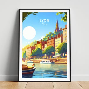 Lyon Reisedruck - Frankreich-Reiseplakat, Lyon-Plakat, Lyon Frankreich-Plakat, personalisiertes Geschenk, Hochzeitsgeschenk, benutzerdefinierter Text
