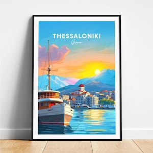 Thessaloniki travel print - Greece travel poster, Thessaloniki poster, Thessaloniki Greece poster, Personalized Gift, Custom Text