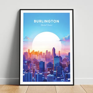 Burlington travel print - US travel poster, Burlington poster, Burlington North Carolina, Personalized Gift, Wedding gift, Custom Text