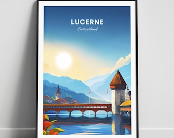Luzern Reise Print - Schweiz Wandkunst, Luzern Poster, Schweiz Druck, Personalisiertes Geschenk Plakat, Minimalistisches Plakat, Hochzeitsgeschenk