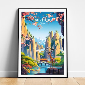 Suzhou travel print - China travel poster, Suzhou poster, Suzhou China poster, Personalized Gift, Wedding gift, Custom Text