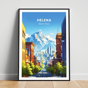 Impression de voyage Helena - Affiche de voyage aux États-Unis, affiche Helena, affiche Helena Montana, cadeau personnalisé, cadeau de mariage, texte personnalisé