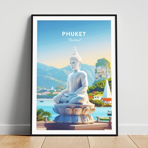 Phuket travel print - Thailand wall art, Phuket poster, Big Buddha Phuket, Personalized gift poster, Minimalist poster, Wedding gift