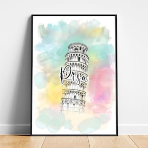 Pisa travel print - Italy travel poster, Pisa poster, Pisa Italy poster, Modern poster