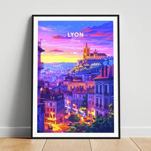 Lyon Reisedruck - Frankreich-Reiseplakat, Lyon-Plakat, Lyon Frankreich-Plakat, personalisiertes Geschenk, Hochzeitsgeschenk, benutzerdefinierter Text