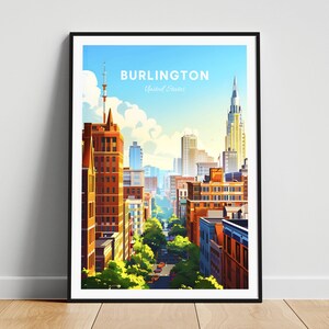 Burlington travel print - US travel poster, Burlington poster, Burlington North Carolina, Personalized Gift, Wedding gift, Custom Text