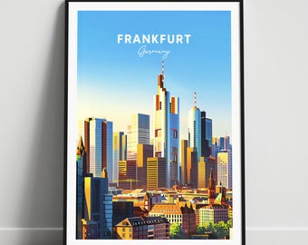 Frankfurt travel print - Germany travel poster, Frankfurt poster, Frankfurt Germany poster, Personalized Gift, Wedding gift, Custom Text