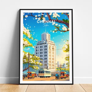 Chennai travel print - India travel poster, Chennai poster, Chennai Tamil Nadu poster, Personalized Gift, Wedding gift, Custom Text