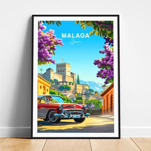 Malaga travel print - Spain travel poster, Malaga poster, Malaga Spain poster, Personalized Gift, Wedding gift, Custom Text