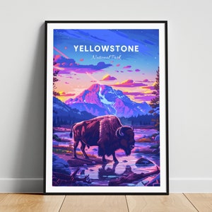 Yellowstone National Park poster, Yellowstone poster, YNP poster, Yellowstone print, Geyserland poster, National Park poster