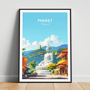 Phuket travel print - Thailand wall art, Phuket poster, Big Buddha Phuket, Personalized gift poster, Minimalist poster, Wedding gift
