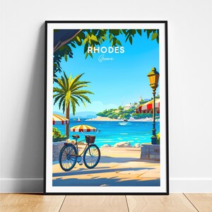 Rhodes travel print - Greece travel poster, Rhodes poster, Rhodes Greece poster, Personalized Gift, Wedding gift, Custom Text