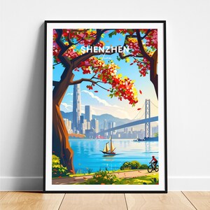 Shenzhen travel print - China travel poster, Shenzhen poster, Shenzhen China poster, Personalized Gift, Wedding gift, Custom Text