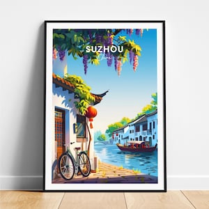 Suzhou travel print - China travel poster, Suzhou poster, Suzhou China poster, Personalized Gift, Wedding gift, Custom Text