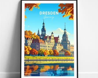 Dresden travel print - Germany travel poster, Dresden poster, Dresden Germany poster, Personalized Gift, Wedding gift, Custom Text