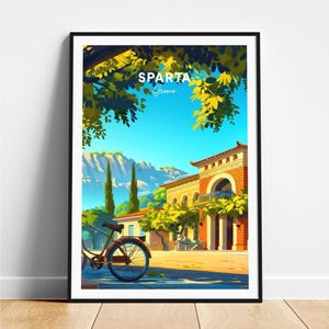 Sparta travel print - Greece travel poster, Sparta poster, Sparta Greece poster, Personalized Gift, Wedding gift, Custom Text