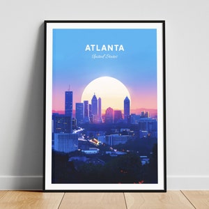 Atlanta travel print - United States wall art, Atlanta poster, Georgia poster, Personalized Gift, Wedding gift, Custom Text