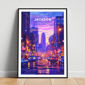 Jackson travel print - US travel poster, Jackson poster, Jackson Mississippi poster, Personalized Gift, Wedding gift, Custom Text