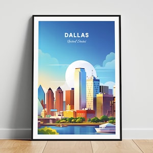 Dallas travel print - United States wall art, Dallas poster, Texas poster, Personalized Gift, Wedding gift, Custom Text