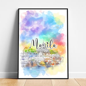 Manila travel print - Philippines travel poster, Manila poster, Manila Philippines poster, Modern poster