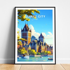 Impression de voyage dans la ville de Québec - Affiche de voyage au Canada, affiche de la ville de Québec, affiche de la ville de Québec, cadeau personnalisé, cadeau de mariage, texte personnalisé