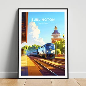 Burlington travel print - US travel poster, Burlington poster, Burlington North Carolina, Personalized Gift, Wedding gift, Custom Text